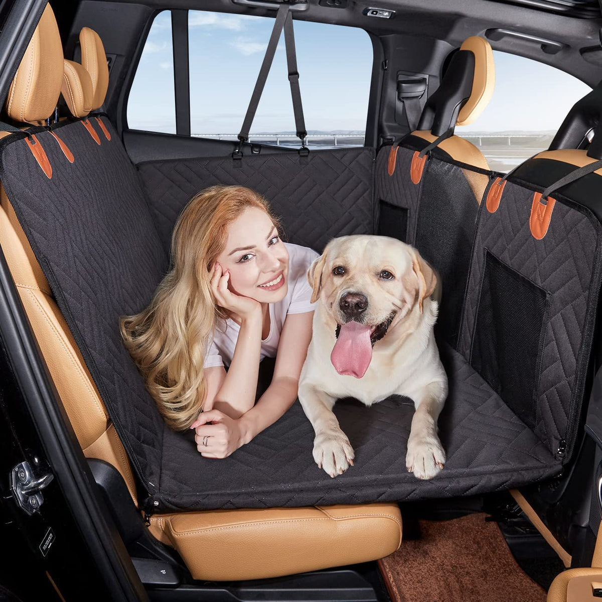 Extension de banquette arrière pour chien, rembourrée, à sangles