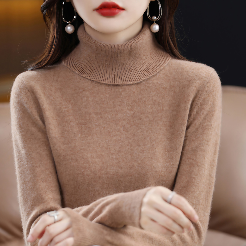Pull col roulé femme, quatorze coloris, du S au 3XL, marron