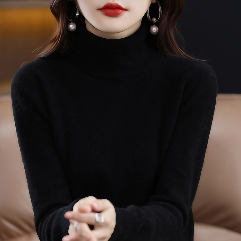 Pull col roulé femme, quatorze coloris, du S au 3XL, noir