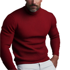 Pull col roulé homme coupe ajustée, noir, gris ou rouge, rouge