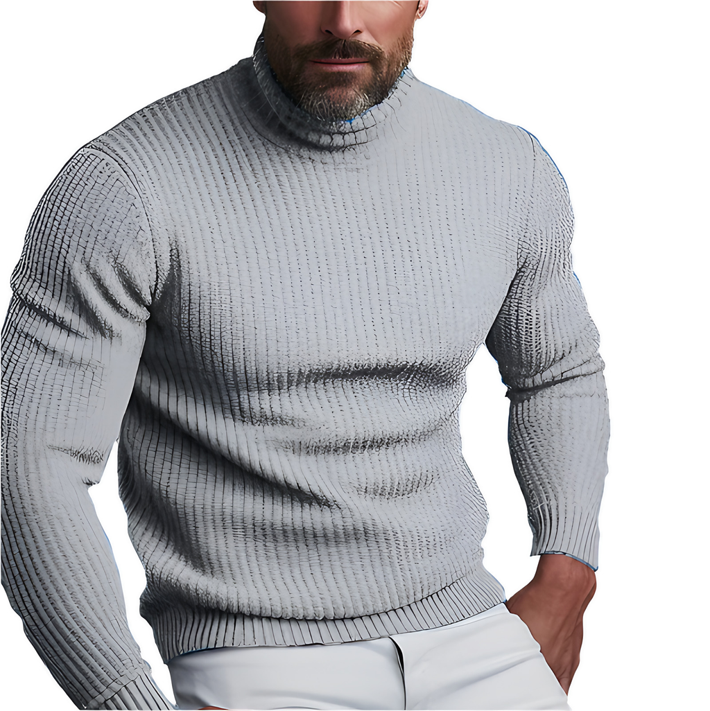 Pull col roulé homme coupe ajustée, noir, gris ou rouge, gris
