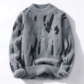 Pull homme à motifs abstraits, col rond, du S au 2XL, gris
