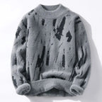 Pull homme à motifs abstraits, col rond, du S au 2XL, gris