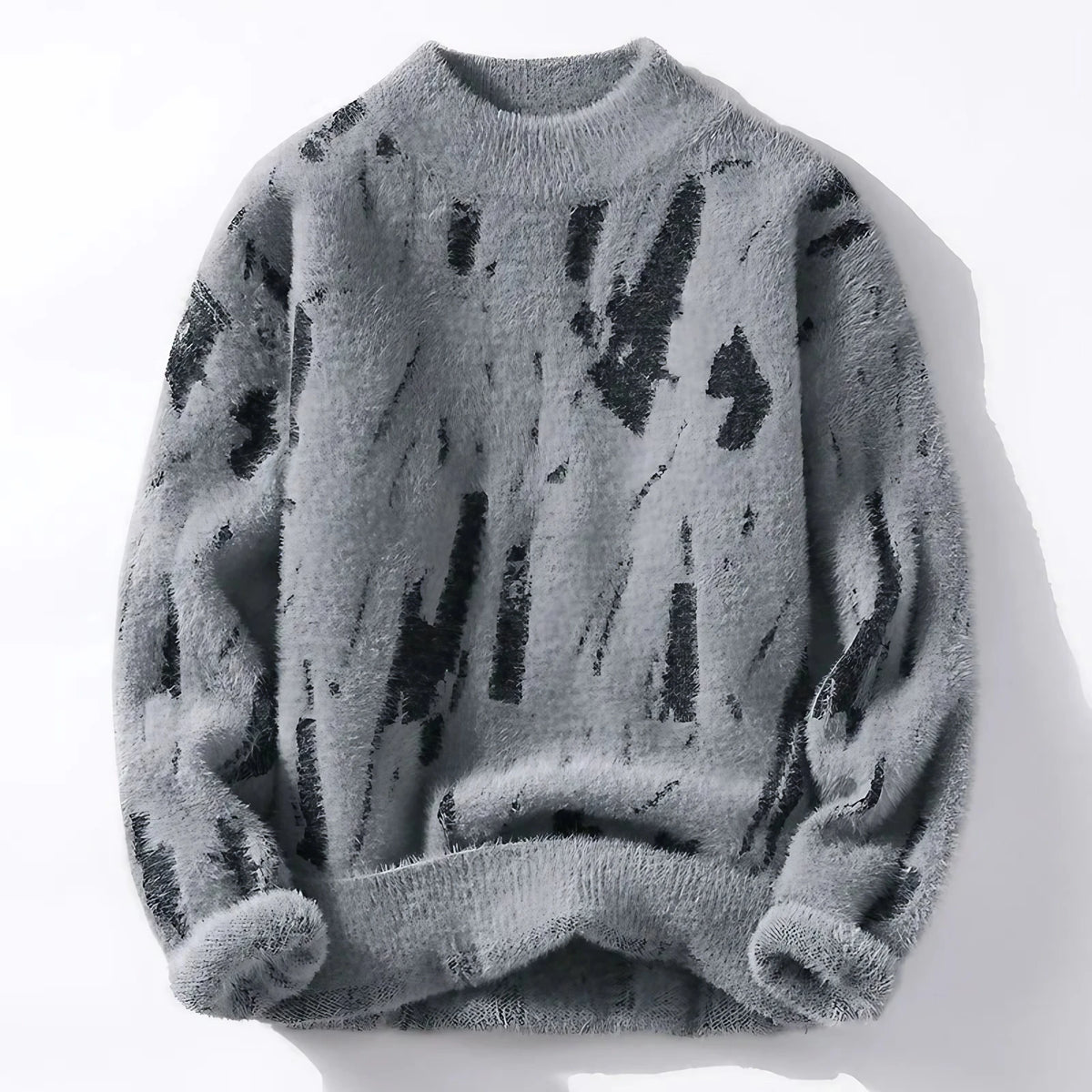 Pull homme à motifs abstraits, col rond, du S au 2XL, gris