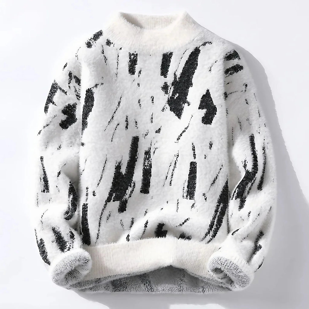 Pull homme à motifs abstraits, col rond, du S au 2XL, blanc