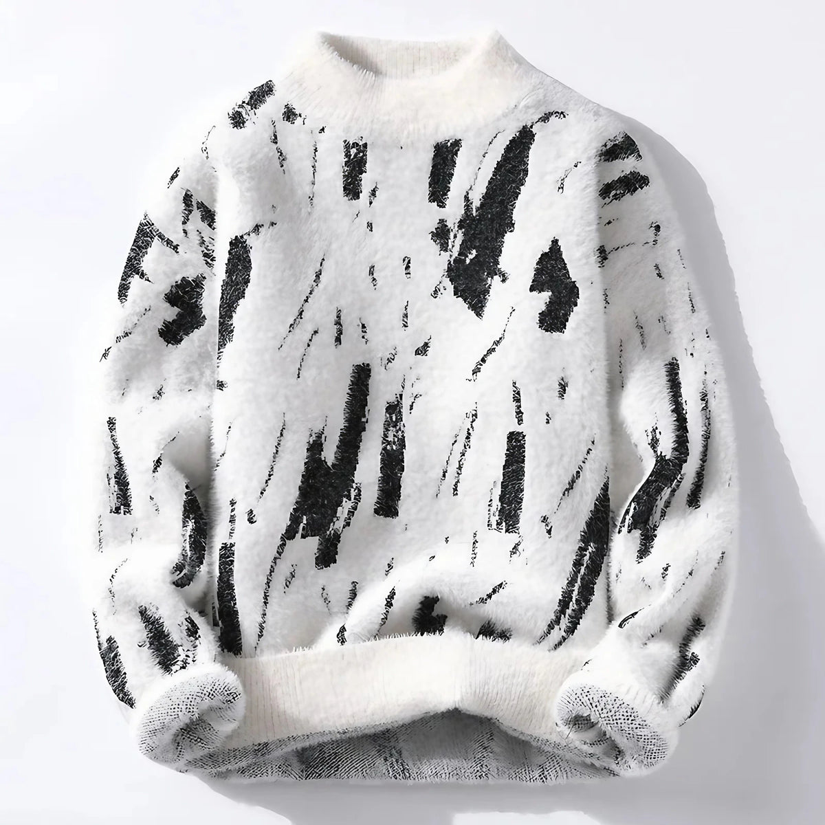 Pull homme à motifs abstraits, col rond, du S au 2XL, blanc