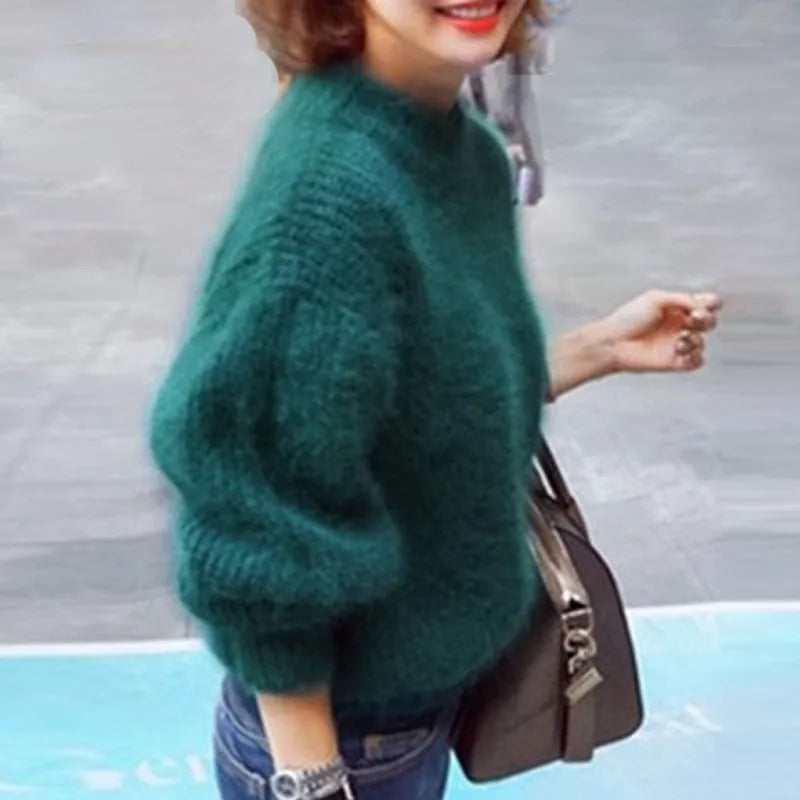Pull doux femme coupe classique, six coloris, du S au 3XL, vert