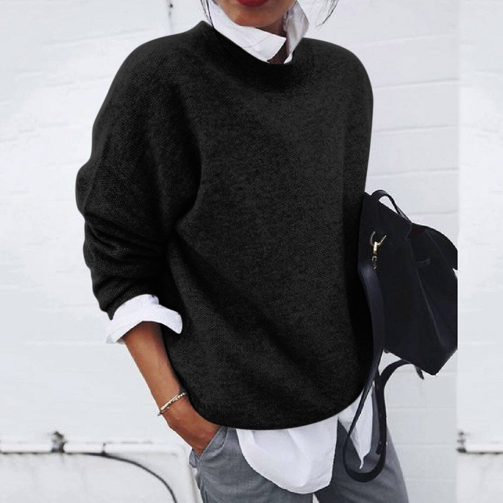Pull femme coupe classique, cinq coloris, du XS au 3XL, noir