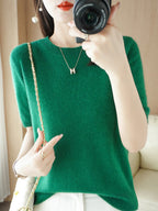 Pull femme uni coupe classique, dix-sept coloris, du M au 2XL, vert