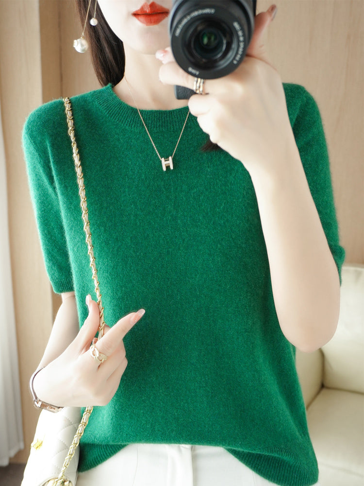 Pull femme uni coupe classique, dix-sept coloris, du M au 2XL, vert