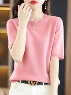 Pull femme uni coupe classique, dix-sept coloris, du M au 2XL, rose
