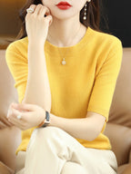 Pull femme uni coupe classique, dix-sept coloris, du M au 2XL, jaune