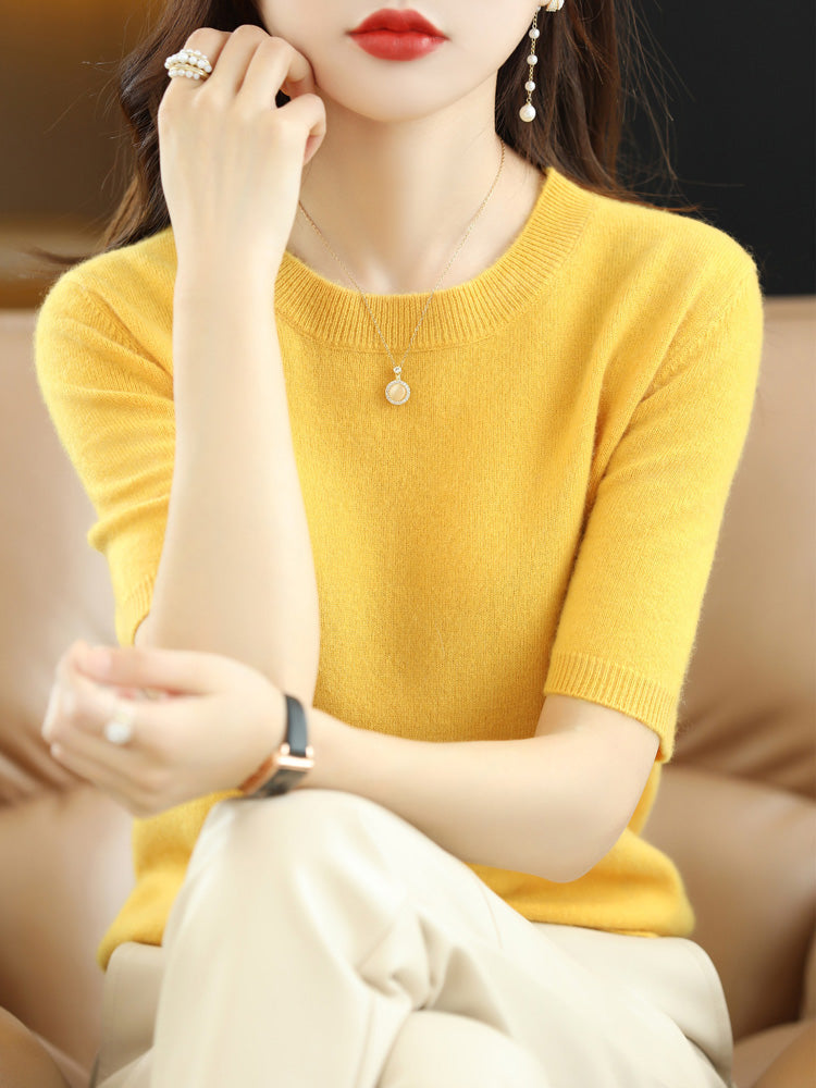 Pull femme uni coupe classique, dix-sept coloris, du M au 2XL, jaune