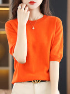 Pull femme uni coupe classique, dix-sept coloris, du M au 2XL, orange