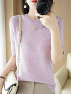 Pull femme uni coupe classique, dix-sept coloris, du M au 2XL, lavande