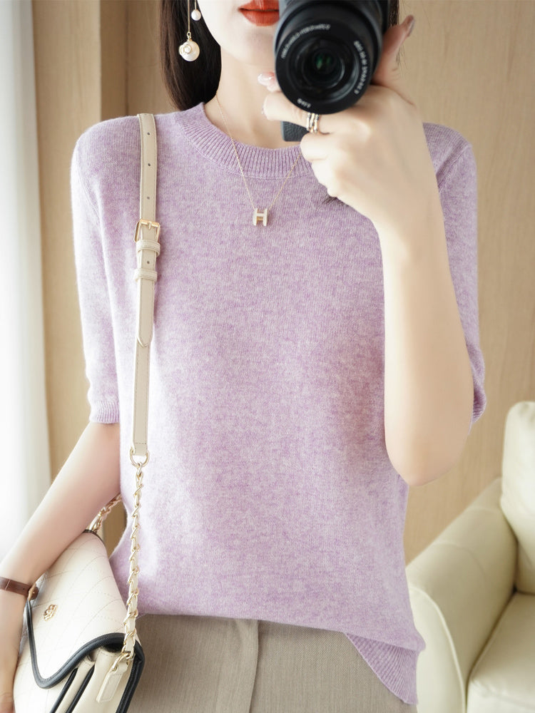Pull femme uni coupe classique, dix-sept coloris, du M au 2XL, lavande