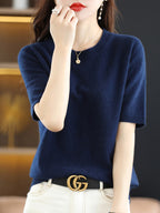 Pull femme uni coupe classique, dix-sept coloris, du M au 2XL, bleu foncé