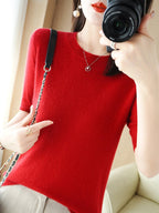 Pull femme uni coupe classique, dix-sept coloris, du M au 2XL, rouge