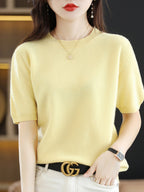 Pull femme uni coupe classique, dix-sept coloris, du M au 2XL, jaune clair
