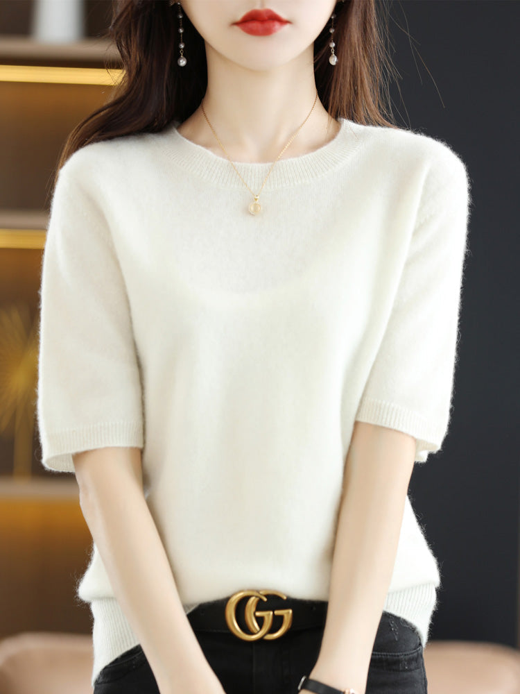 Pull femme uni coupe classique, dix-sept coloris, du M au 2XL, blanc