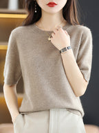 Pull femme uni coupe classique, dix-sept coloris, du M au 2XL, marron