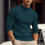 Pull col roulé homme coupe ajustée, vert, bleu marine ou noir, vert
