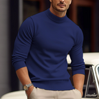 Pull col roulé homme coupe ajustée, vert, bleu marine ou noir, bleu marine