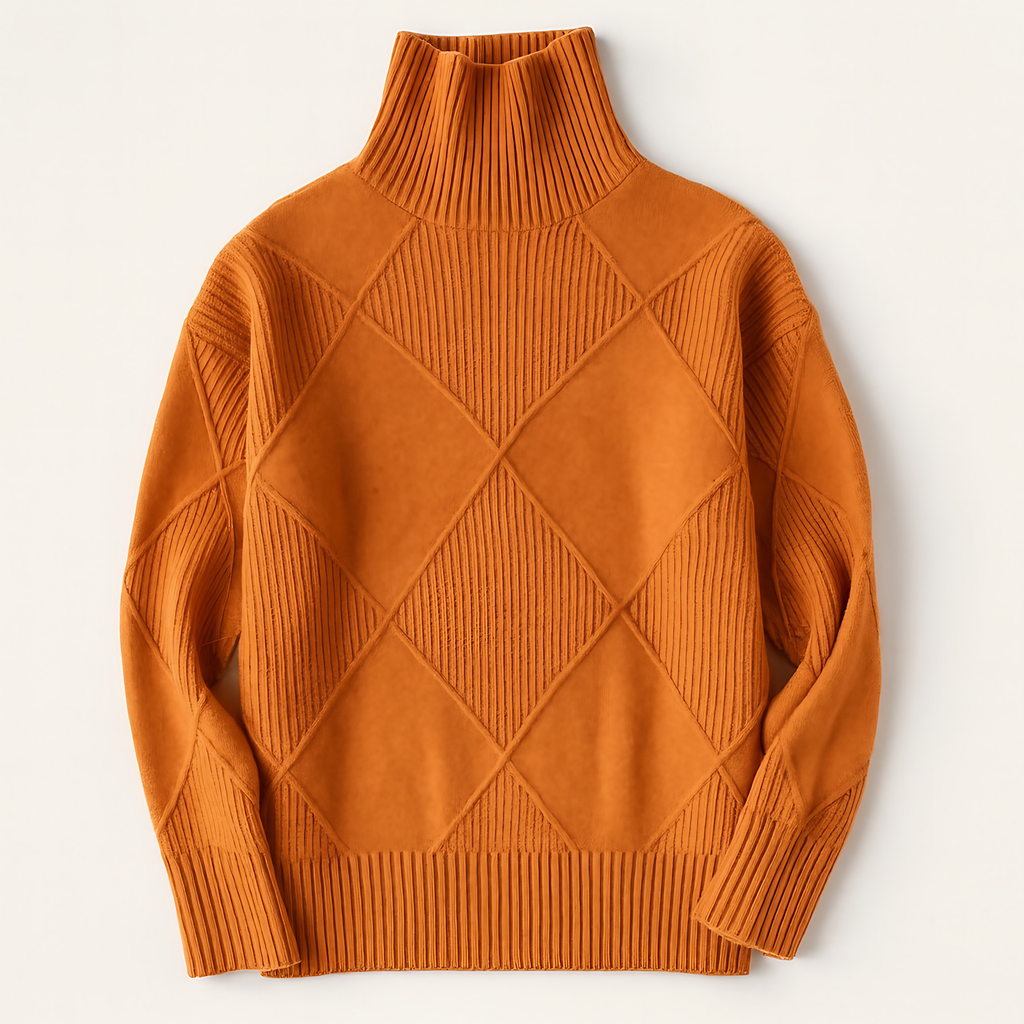 Pull col roulé femme en maille côtelée, sept coloris, S au 2XL, orange
