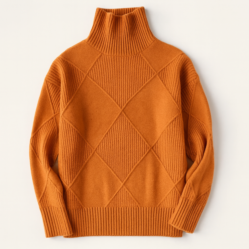 Pull col roulé femme en maille côtelée, sept coloris, S au 2XL, orange