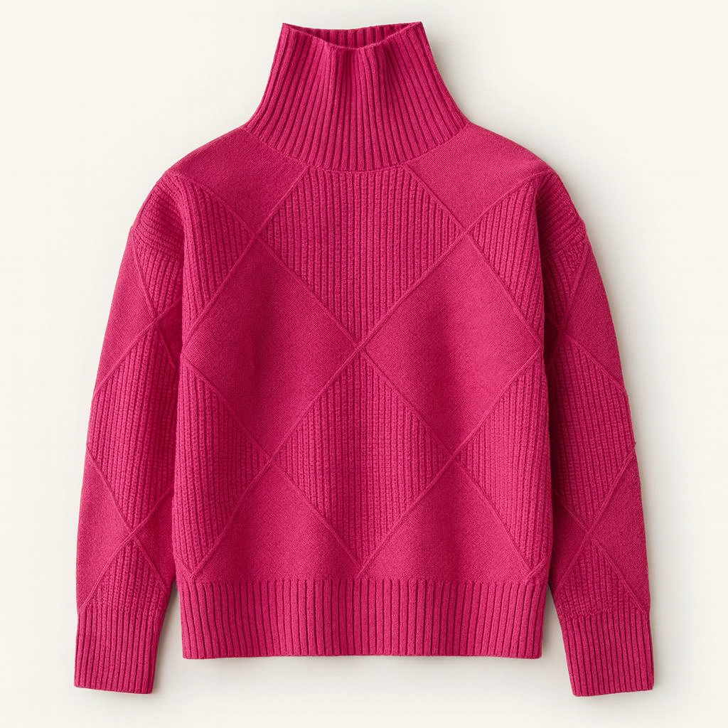 Pull col roulé femme en maille côtelée, sept coloris, S au 2XL, rose
