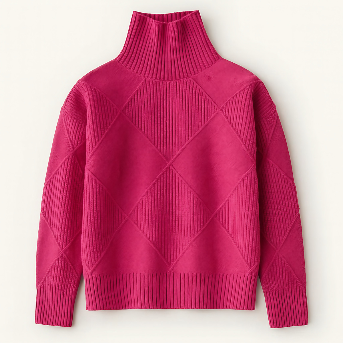 Pull col roulé femme en maille côtelée, sept coloris, S au 2XL, rose