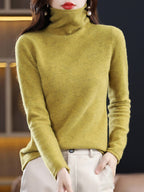 Pull col roulé femme en laine, nombreux coloris, du S au 2XL, jaune moutarde