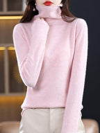 Pull col roulé femme en laine, nombreux coloris, du S au 2XL, rose
