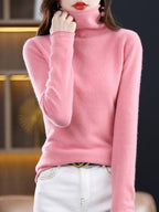 Pull col roulé femme en laine, nombreux coloris, du S au 2XL, pi rose