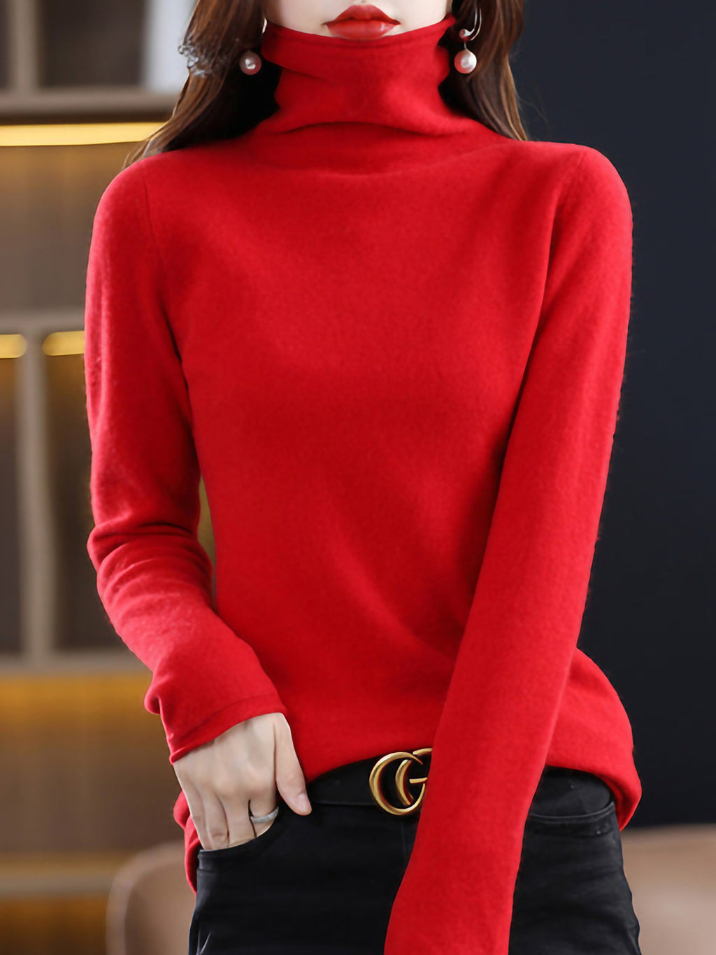 Pull col roulé femme en laine, nombreux coloris, du S au 2XL, roo