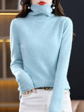 Pull col roulé femme en laine, nombreux coloris, du S au 2XL, vert fleuri