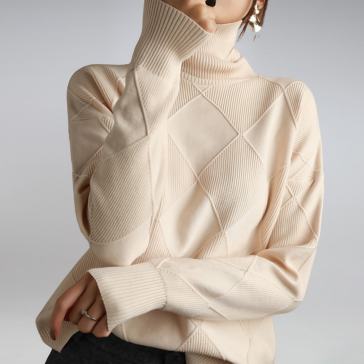 Pull col roulé femme, huit coloris, du XS au 3XL, beige
