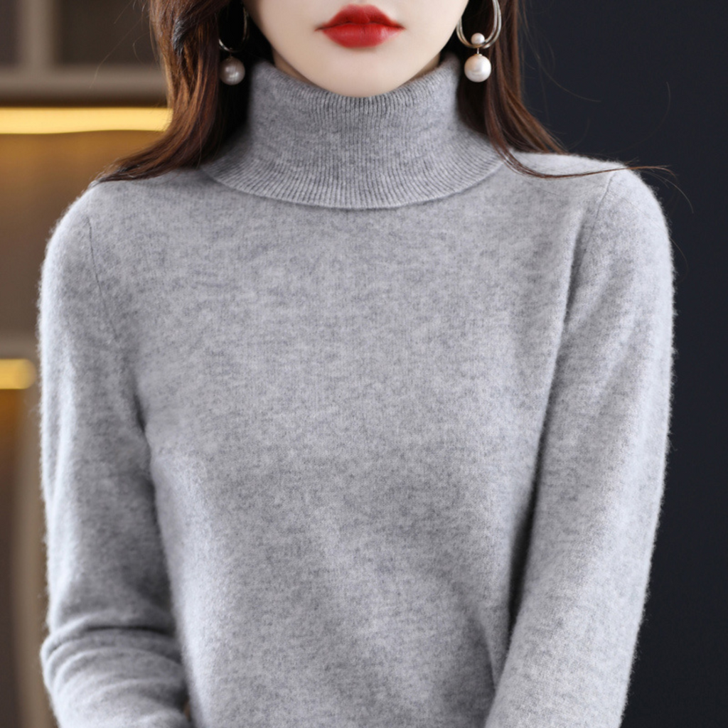 Pull col roulé femme coupe régulière, quatorze coloris, du S au 3XL, gris