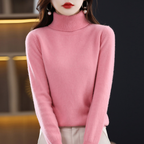 Pull col roulé femme coupe régulière, quatorze coloris, du S au 3XL, rose