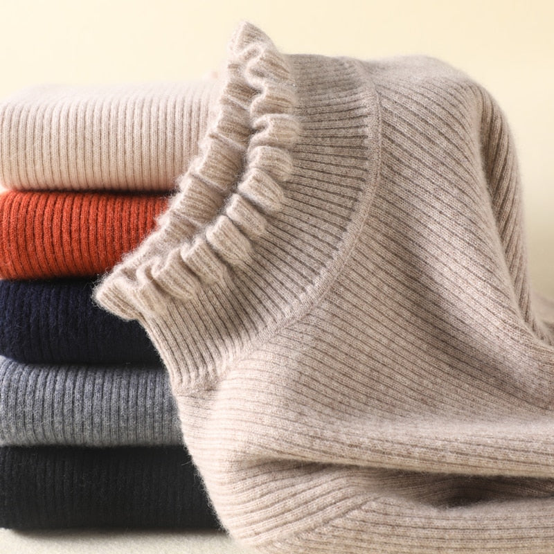 Pull col roulé femme, six coloris classiques, du S au 2XL