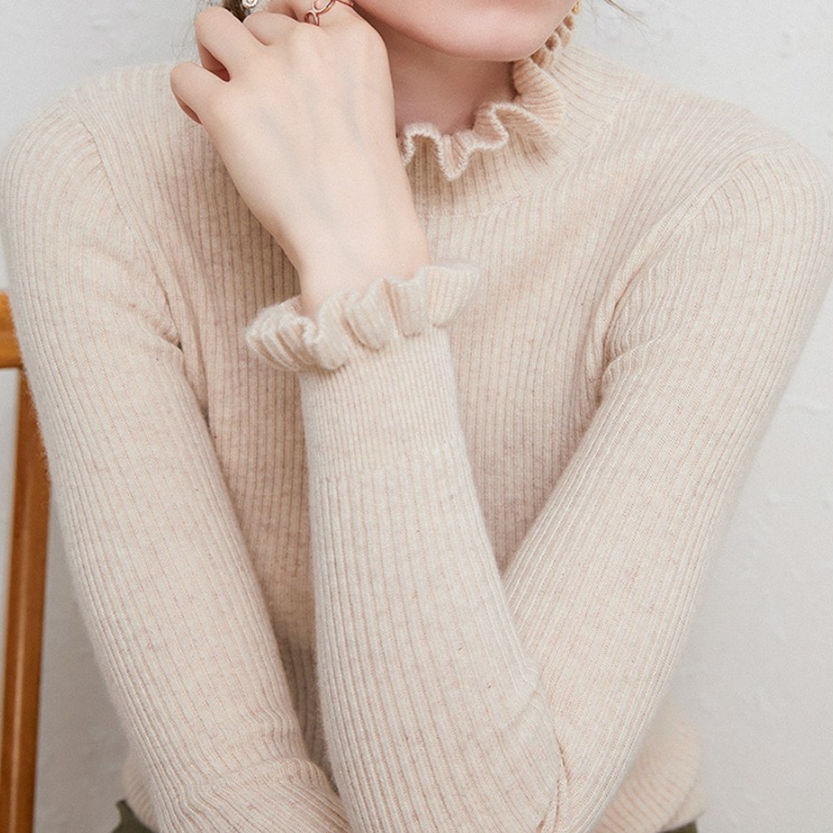 Pull col roulé femme, six coloris classiques, du S au 2XL, beige