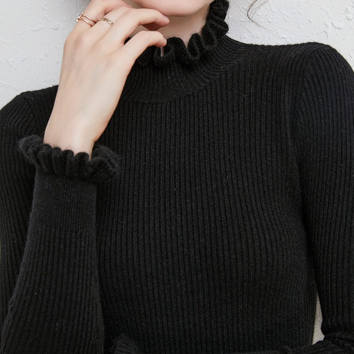 Pull col roulé femme, six coloris classiques, du S au 2XL, noir