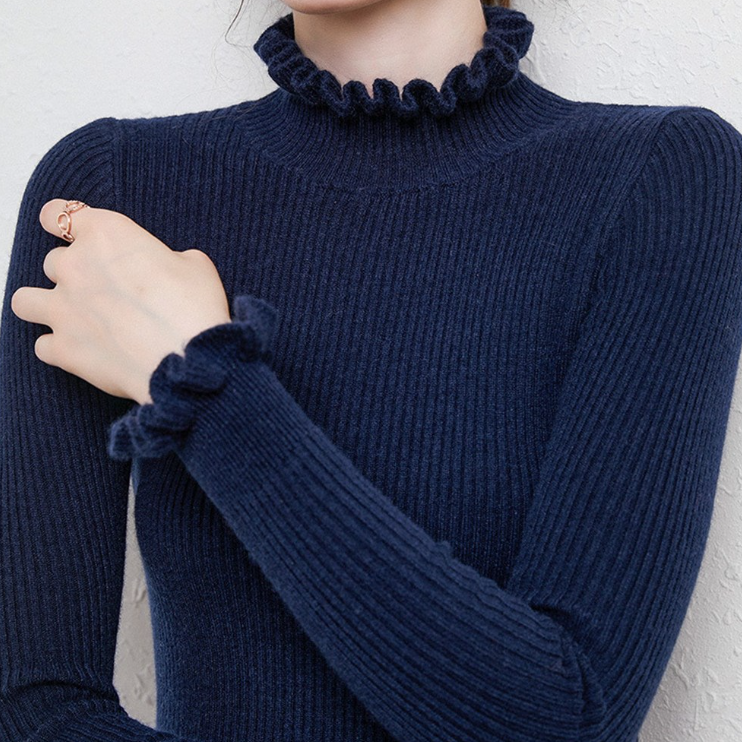 Pull col roulé femme, six coloris classiques, du S au 2XL, bleu
