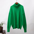 Pull col roulé femme, manches longues, treize coloris, vert