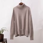 Pull col roulé femme, manches longues, treize coloris, taupe