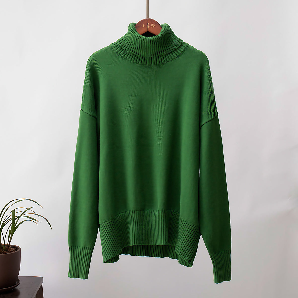 Pull col roulé femme, manches longues, treize coloris, vert foncé