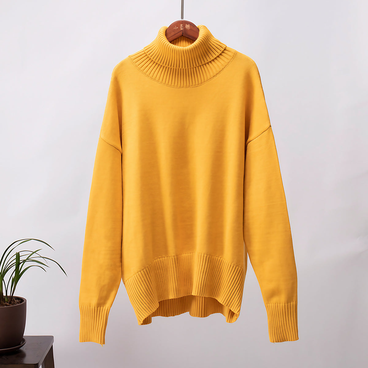 Pull col roulé femme, manches longues, treize coloris, jaune