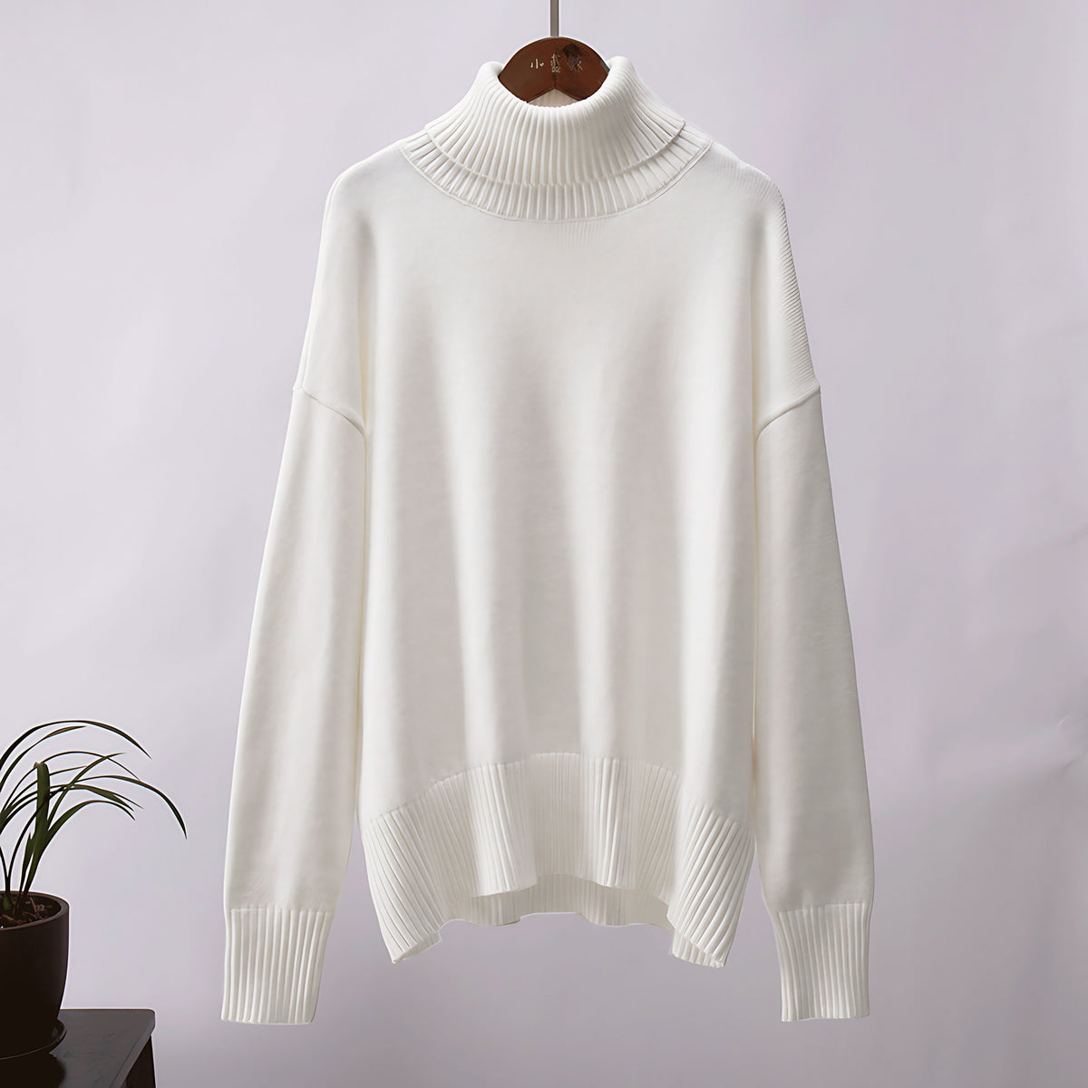 Pull col roulé femme, manches longues, treize coloris, blanc