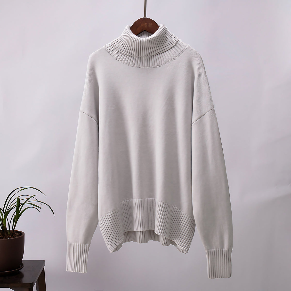 Pull col roulé femme, manches longues, treize coloris, gris