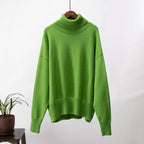 Pull col roulé femme, manches longues, treize coloris, vert clair